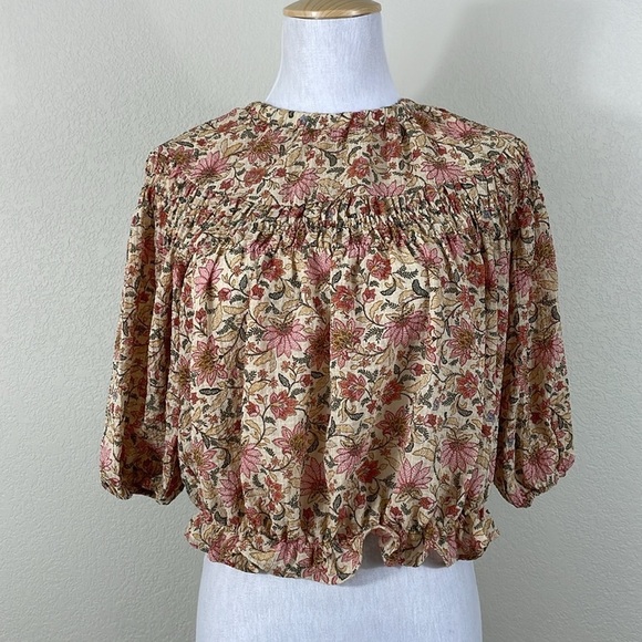 MNG floral 3/4 sleeve blouse size 2 - Picture 1 of 5